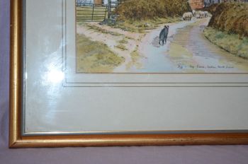 Della Riley Signed Water Colour &amp; Ink Painting, Day-o-Peep Farm, Instow, No