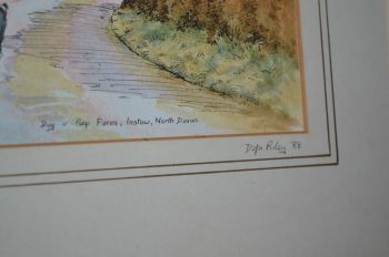 Della Riley Signed Water Colour &amp; Ink Painting, Day-o-Peep Farm, Instow, No