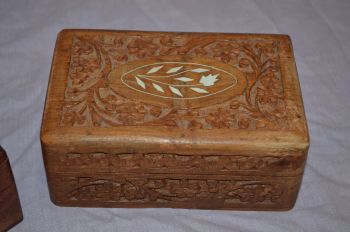 Hand Carved Hard Wood Trinket Boxes. (2)