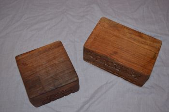 Hand Carved Hard Wood Trinket Boxes. (6)
