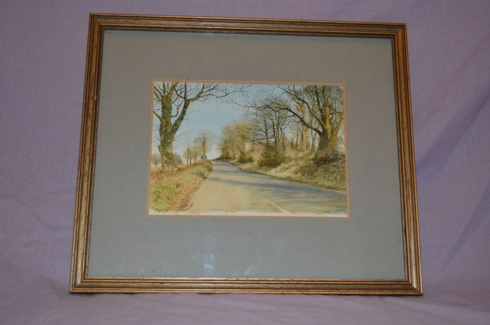 Sheila Sanford Signed Water Colour Painting, The Lane In Winter.