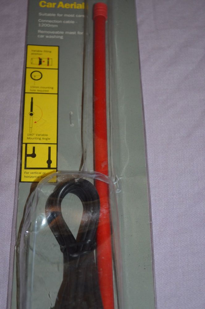 Retro Classic Car Halfords Red Flexible Rubber Aerial.