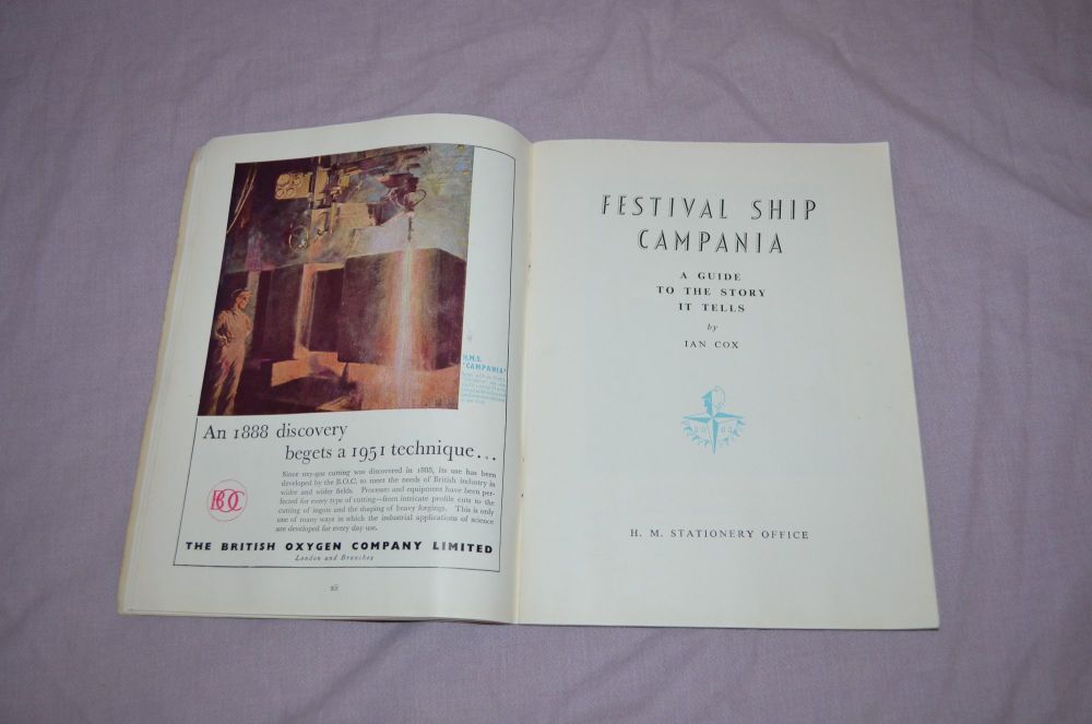 1951 Festival Of Britain Ship Campania Guide Catalogue.