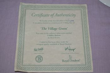 Royal Doulton The Village Green, Crinkley Bottom Collectors plate. (6)