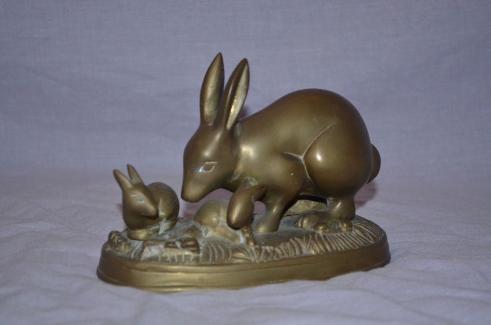 Brass Rabbits Bunnies Ornament.