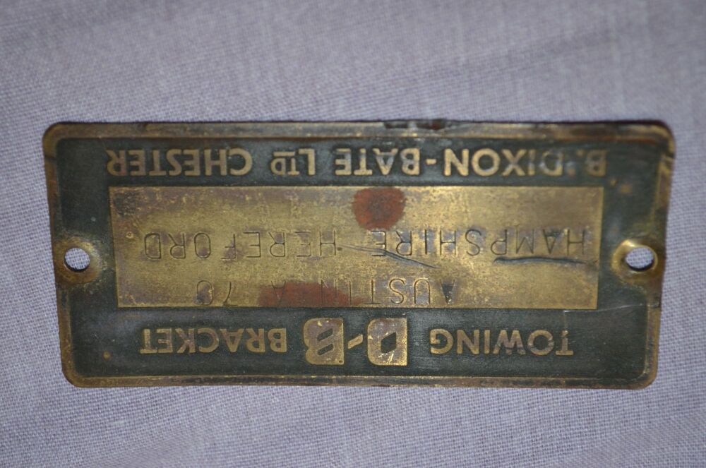 B Dixon Bate Brass Towing Bracket Plate, Austin A70, Hampshire, Hereford