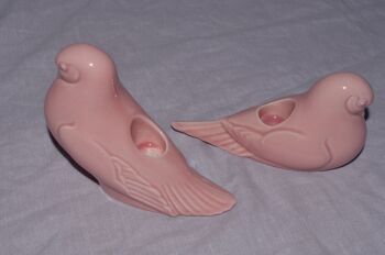 Pink Dove Candle Holders. (2)