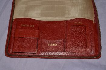 Vintage Red Leather Writing Stationary Case. (6)