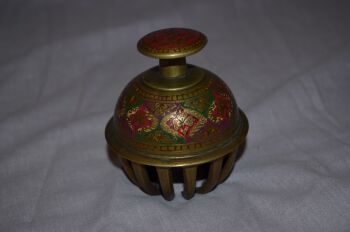 Indian Brass and Enamel Claw Bell. (3)