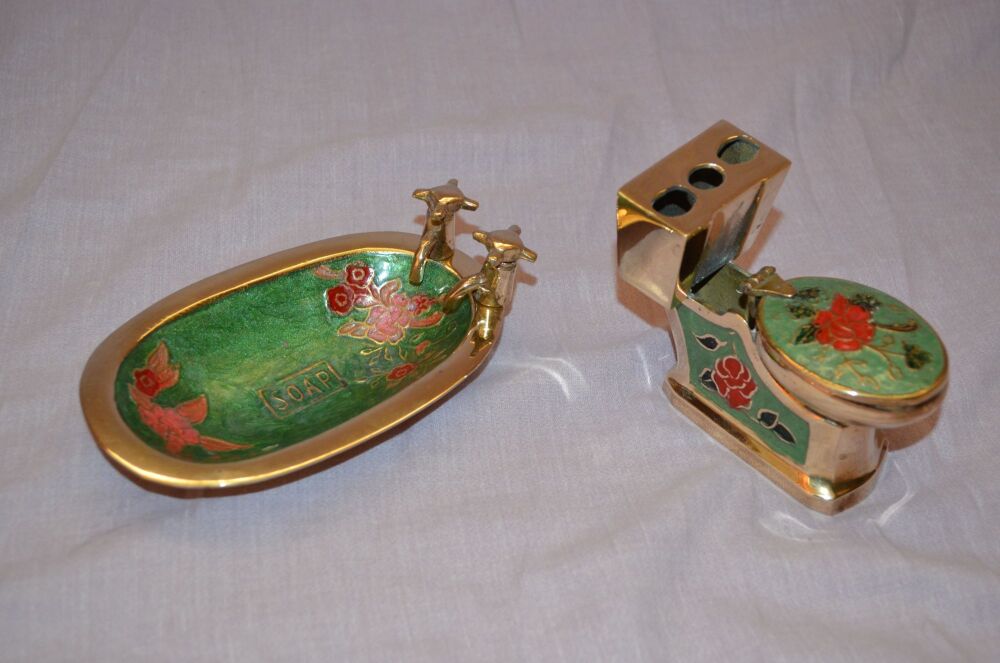 Brass Bathtub Soap Dish and Loo Toothbrush Holder