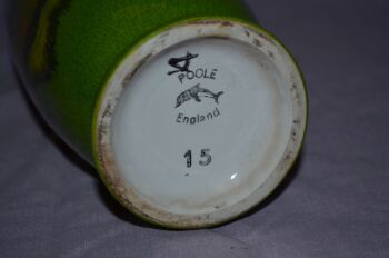 Poole Pottery Green Delphis Vase, Shape 15. (5)