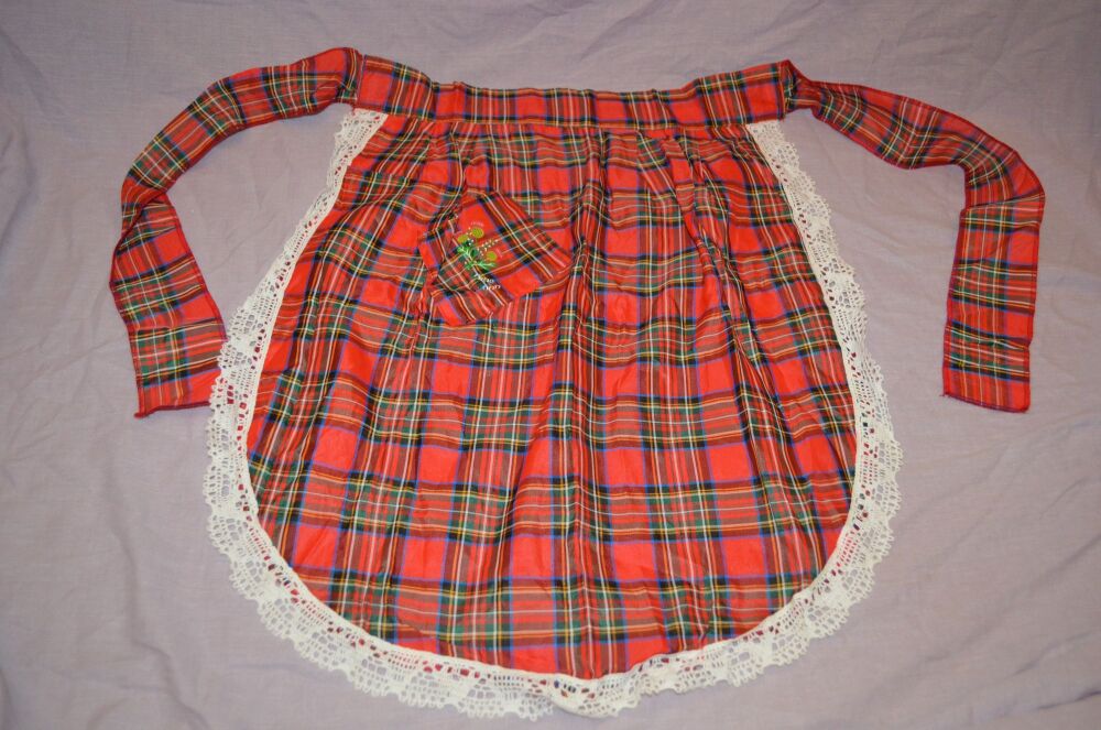 1970s Red Tartan Pinny Apron