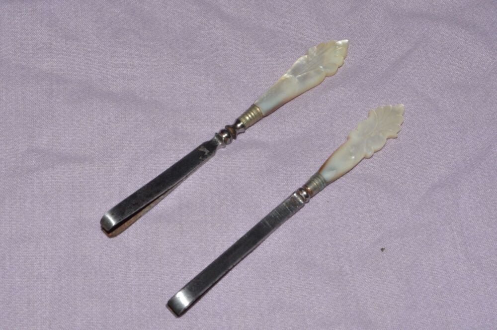 Mother of Pearl Handled Antique Tweezers x 2