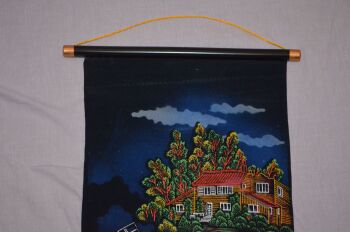 Vintage Velvet Scroll Wall Hanging Norfolk Broads (2)