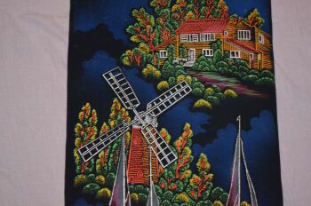 Vintage Velvet Scroll Wall Hanging Norfolk Broads (3)