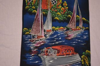 Vintage Velvet Scroll Wall Hanging Norfolk Broads (4)