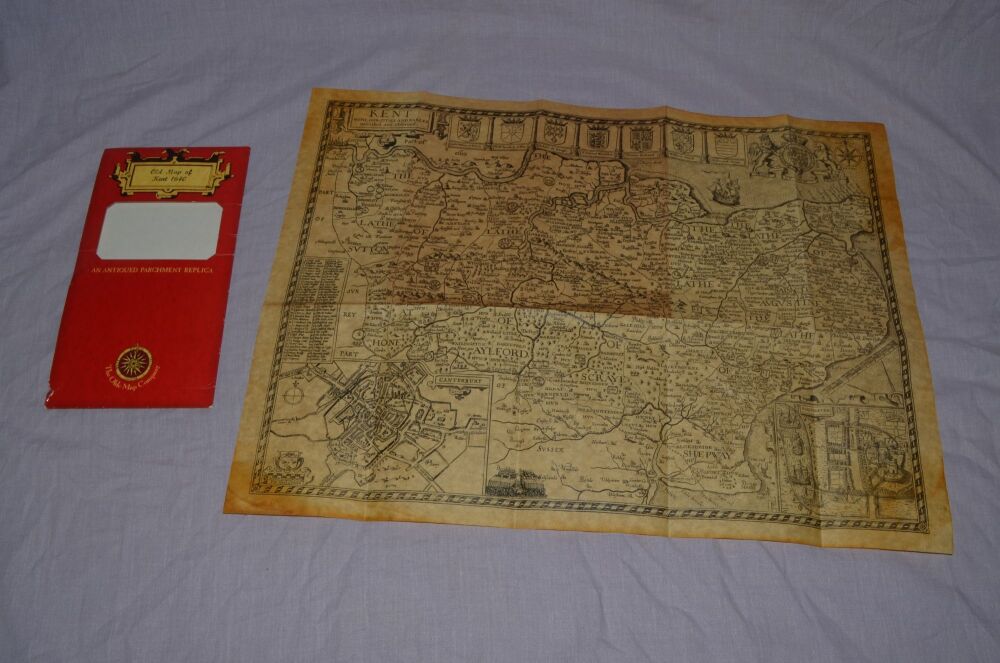 Old Map Of Kent 1640, Antiqued Parchment Replica