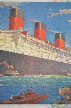 R.M.S Queen Mary Vintage Wooden Cunard White Star Jig Saw Puzzle (4)