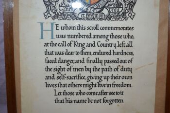 WW1 Original Memorial Scroll, East Kent Regiment (3)