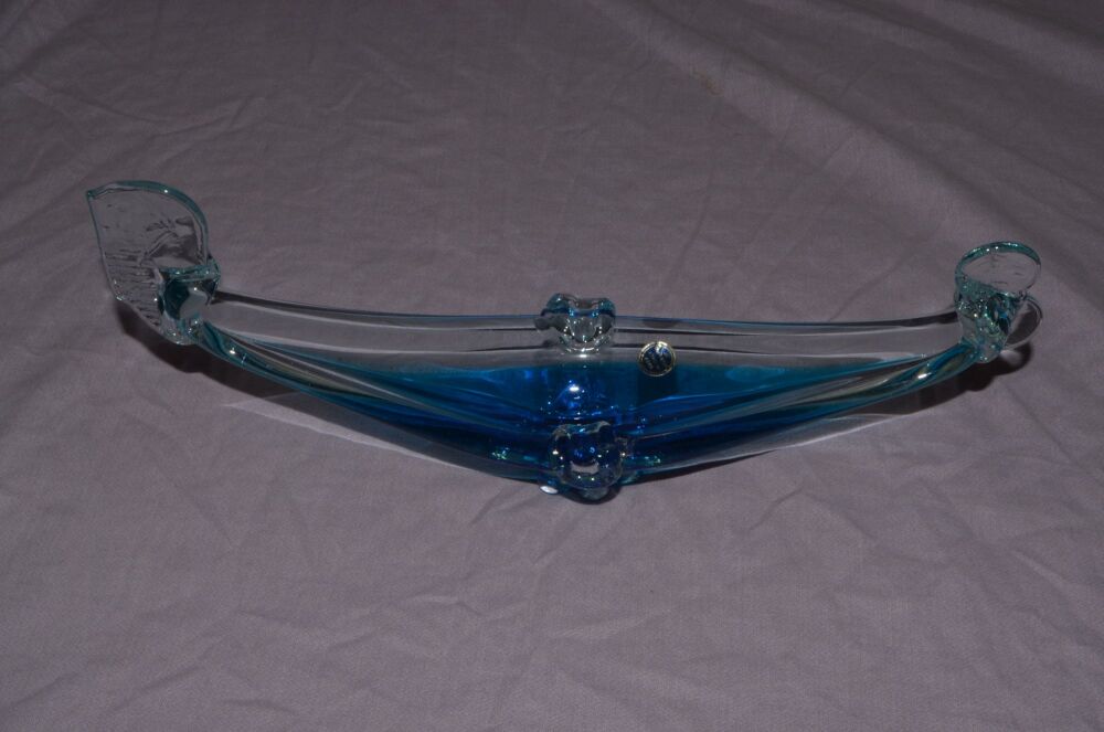 Murano Blue Glass Gondola Ashtray