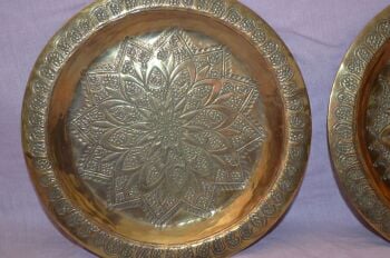 Pair of Decorative Brass Wall Plaques Plates (2)