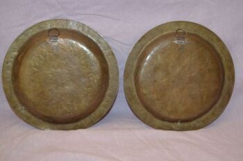 Pair of Decorative Brass Wall Plaques Plates (4)