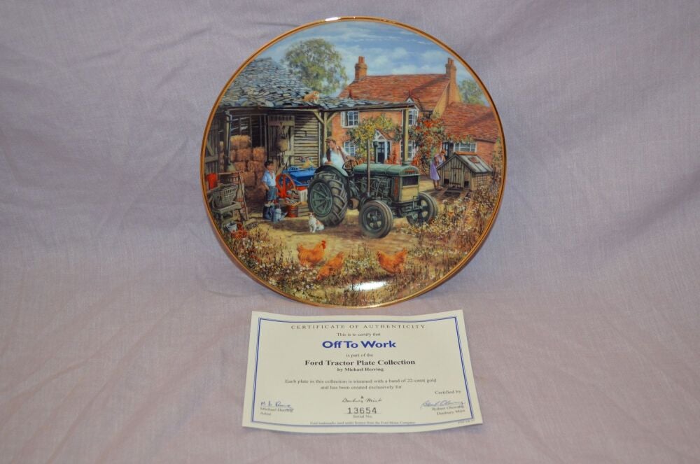 Danbury Mint Plate, Off To Work, Ford Tractors