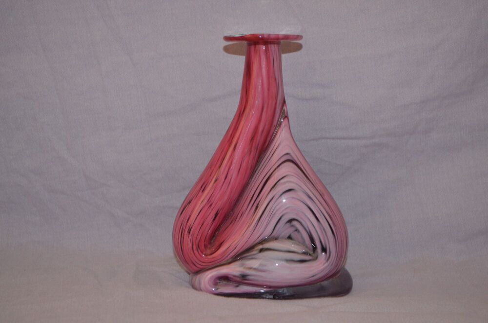 Mtarfa Pink Freeform Art Glass Vase.