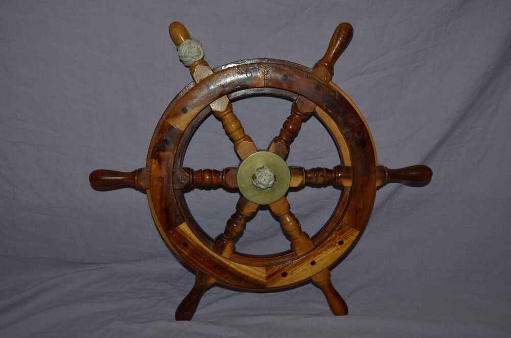 Nautical Wooden Boat Steering Wheel, 13.5’’