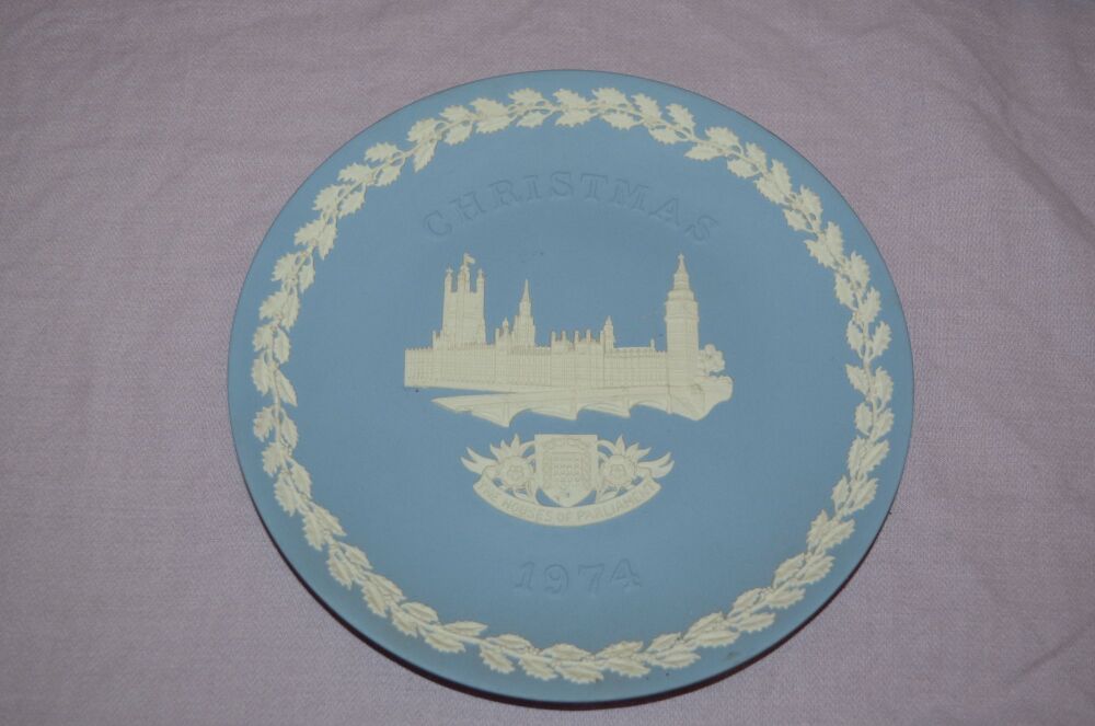 Wedgwood Jasper Ware Christmas Plate 1974, The Houses of Parliament