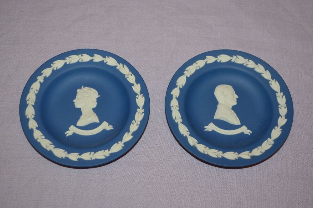 Wedgewood Jasper Ware Dark Blue Pin Dish x 2