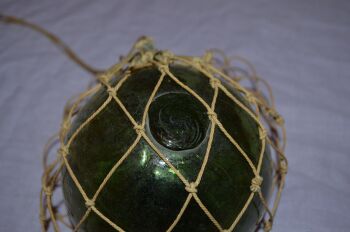 Green Glass Fishing Float in Twine Net (2)