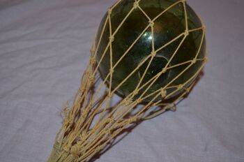 Green Glass Fishing Float in Twine Net (3)