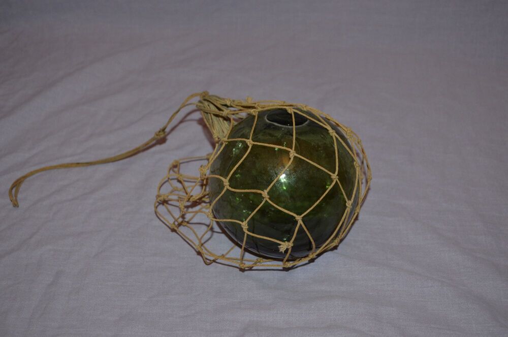 Green Glass Fishing Float in Twine Net