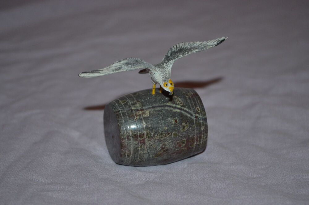 Serpentine Stone Barrel & Seagull Souvenir