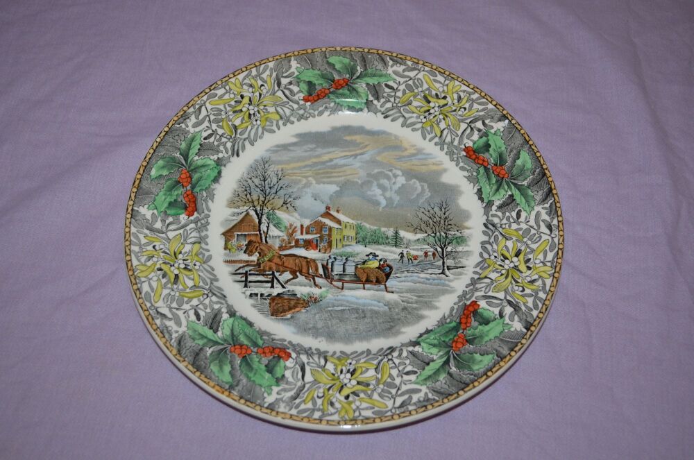 Adams Winter Scenes Series Plate, American Farm Scene
