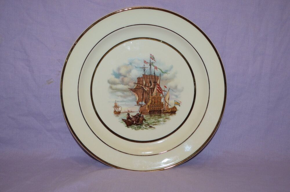 J & G Meakin Plate Galleon Seascape