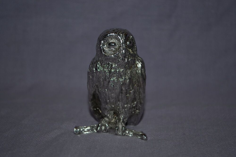 Silver Tone Metal Owl Ornament