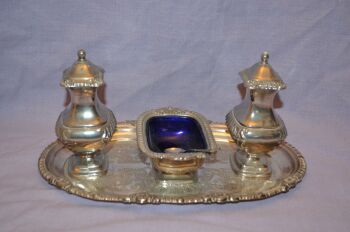 Grenadier Silver Plate Condiment Set &amp; Tray