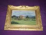 Oil Painting by W.J.Medcalf 1926. Scottish Country House. Gilt Frame.