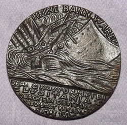 Lusitania British Propaganda Medal. (2)