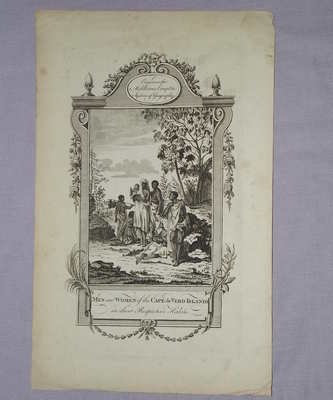 Antique Engraving, Men and Women of the Cape de Verde Islands, 1777. 
