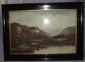 Pair of Victorian Highland Mountain Landscape Oil paintings (2)