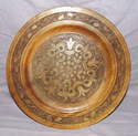 Carved Wooden Plate with Brass Inlay. 