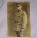 Postcard Photograph of WW1 Officer Standing.  