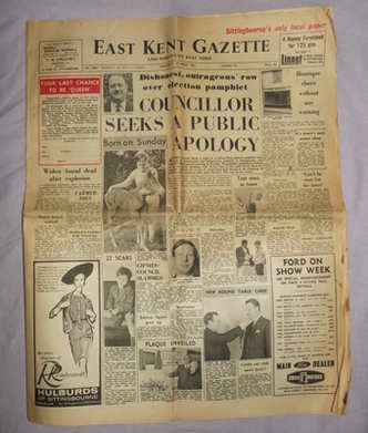 East Kent Gazette Sittingbourne Newspaper 1967.