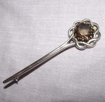 Silver Agate Brooch Kilt Pin.