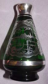 Venetian Murano Green Glass Vase with Silver Overlay (7)