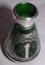 Venetian Murano Green Glass Vase with Silver Overlay (4)