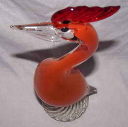 Vintage Murano Orange Glass Bird (5)